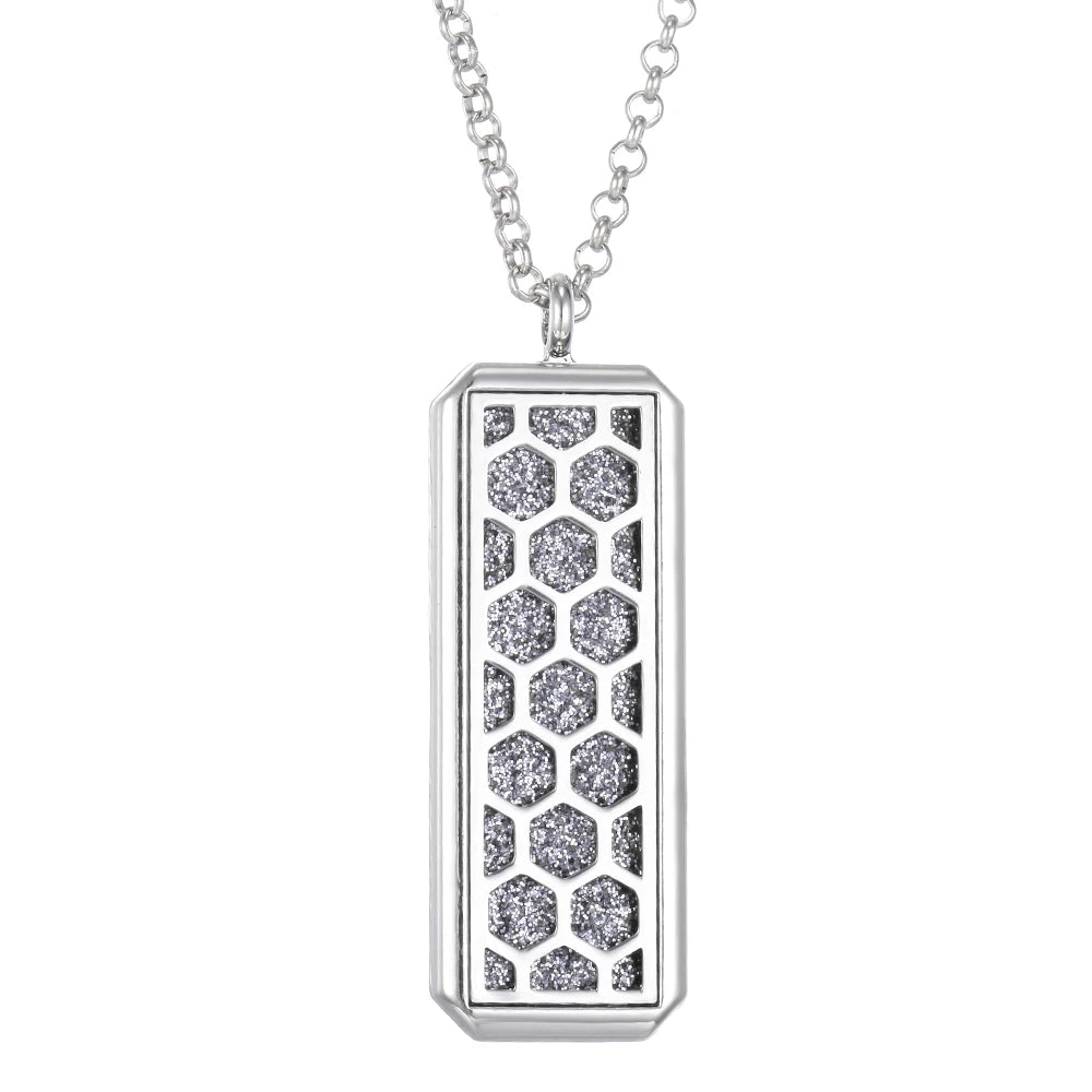 Aromatherapy Jewelry Essential Oil Diffuser Necklace Rectangle Vintage Flower Aroma Diffuser Necklace Pendant Locket Necklaces