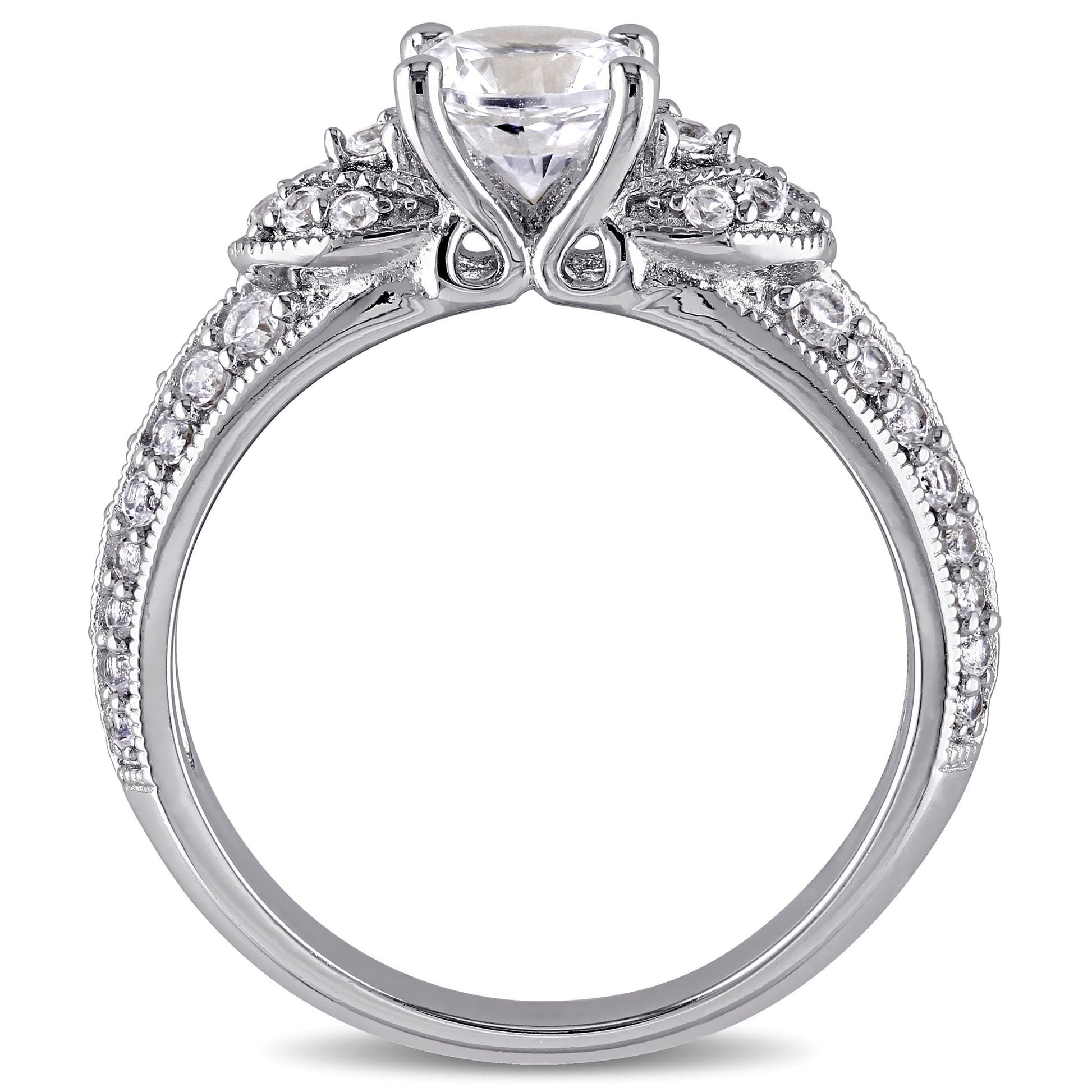 Miabella Women'S 1-5/8 Carat T.G.W. Created White Sapphire Vintage Engagement Ring in Sterling Silver